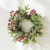 NUCHI Christmas Wreath with PE Leaves, White Pine Cones, and Red Berries - Door Hanging Ornament and Holiday Decoration