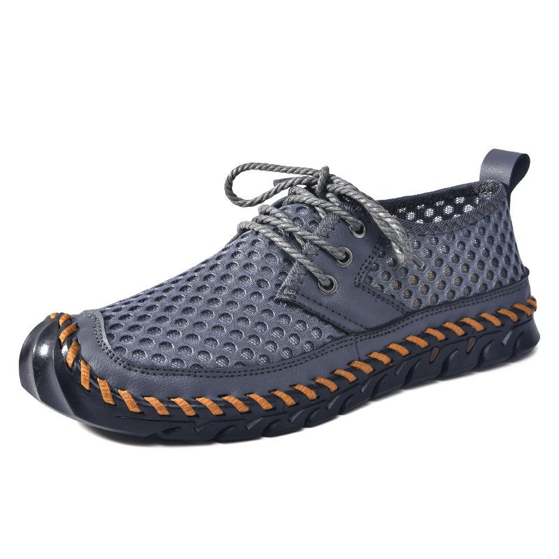 Hollow mesh shoes casual and lightweight one-pedal large-size sports tide stream shoes soft-soled low-top men's shoes