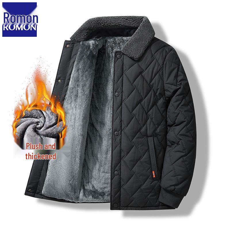 

LOMON Fleece-Lined Winter Cotton Jacket for Middle-Aged & Elderly Men, Dad s Style, In Stock 5XL [Recommended Weight 175-210 jin]