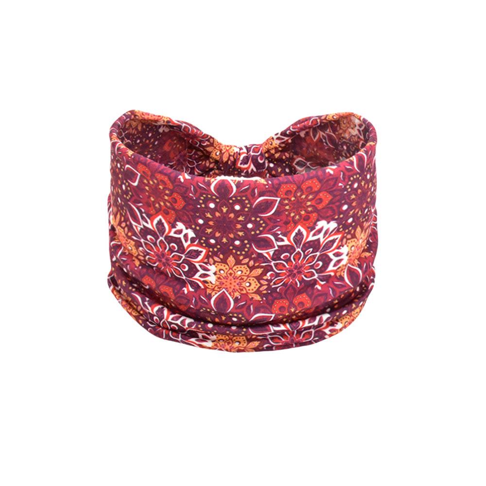 Women's Paisley Sport Yoga Headband - Sweat-Absorbing, Elastic Cotton, Bohemian Style