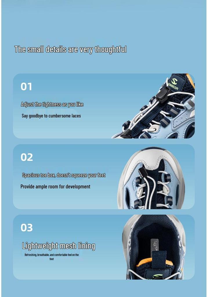 Happy Bear Summer Kids' Breathable Mesh Sports Sandals - Boys' & Girls' Closed-Toe Casual Outdoor Shoes