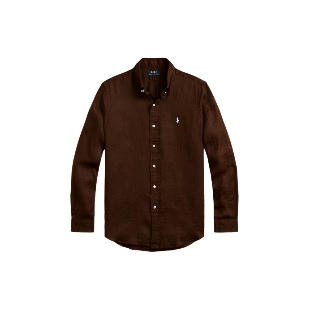 

Polo Ralph Lauren Solid Color Point Collar Single Breasted Loose Fit Long Sleeve Shirt Men shirts Brown MNPOWOV16822214-200 L