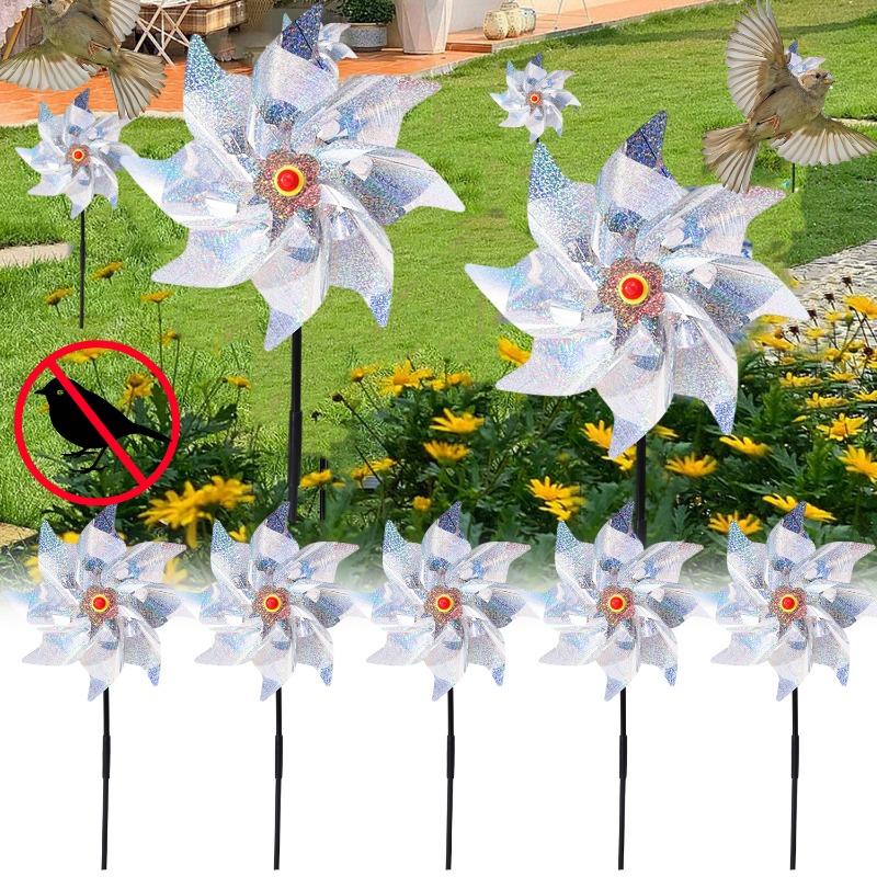 1-10pcs Sparkly Birds Deterrent Pinwheels Repeller Windmill Garden Lawn Laser Bird Repellent Reflective Pest Control Tools