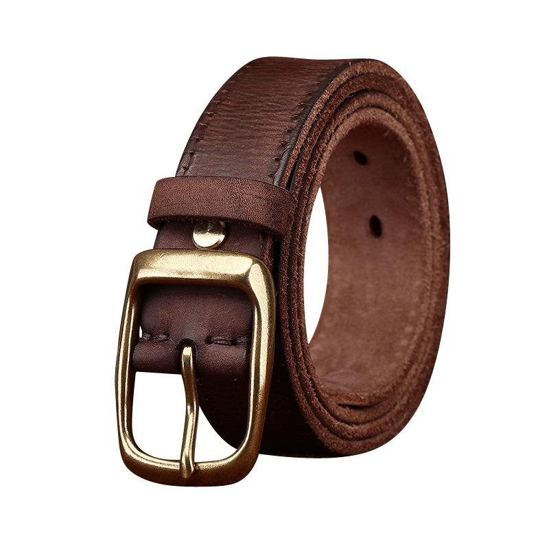 Belt Men's First Layer Cowhide Pin Buckle Retro Washed Distressed Trendy Casual Handmade Genuine Leather Men's Jeans Belt