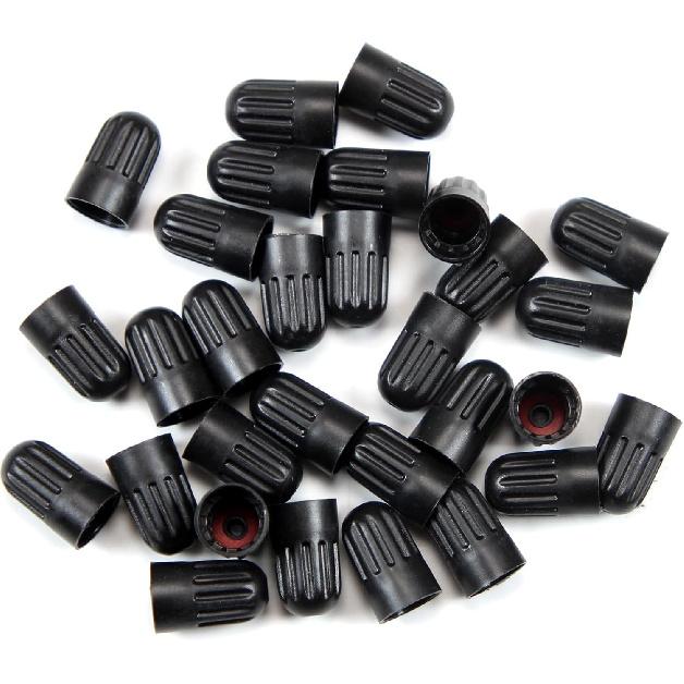 Dsycar 30 Pack TPMS Tire Valve Stem Caps, Black Plastic Long Stem Caps for TR20008 TPMS Valve Caps with Rubber Gasket