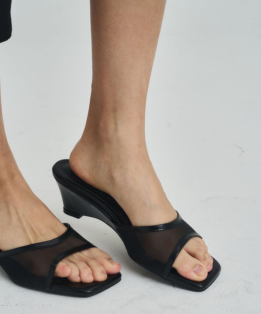 Phase Moon Veil Mesh Summer Wedge Sandals (5Cm)