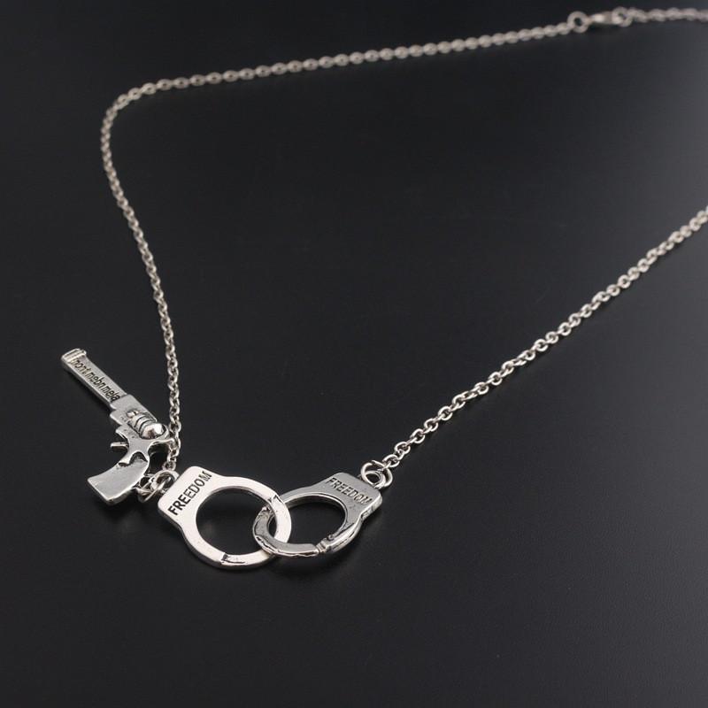 Handcuff & Gun Lariat Necklace Fifty Shades of Grey Pendant Necklace Women Fashion Sexy Jewelry
