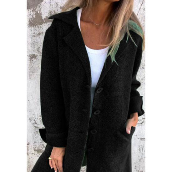 Autumn Winter Women's Clothes Trench Casual Solid Long Sleeve Outerwears Vintage Lapel Mid Length Coats Suit Jackets