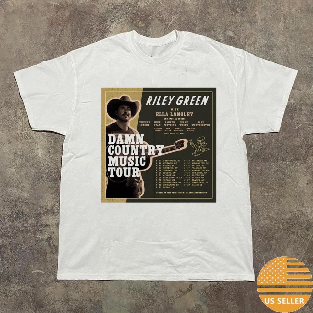 

RILEY GREEN DAMN COUNTRY MUSIC 2025 SPRING T Shirt Full Size S5XL Unisex T-Shirt L