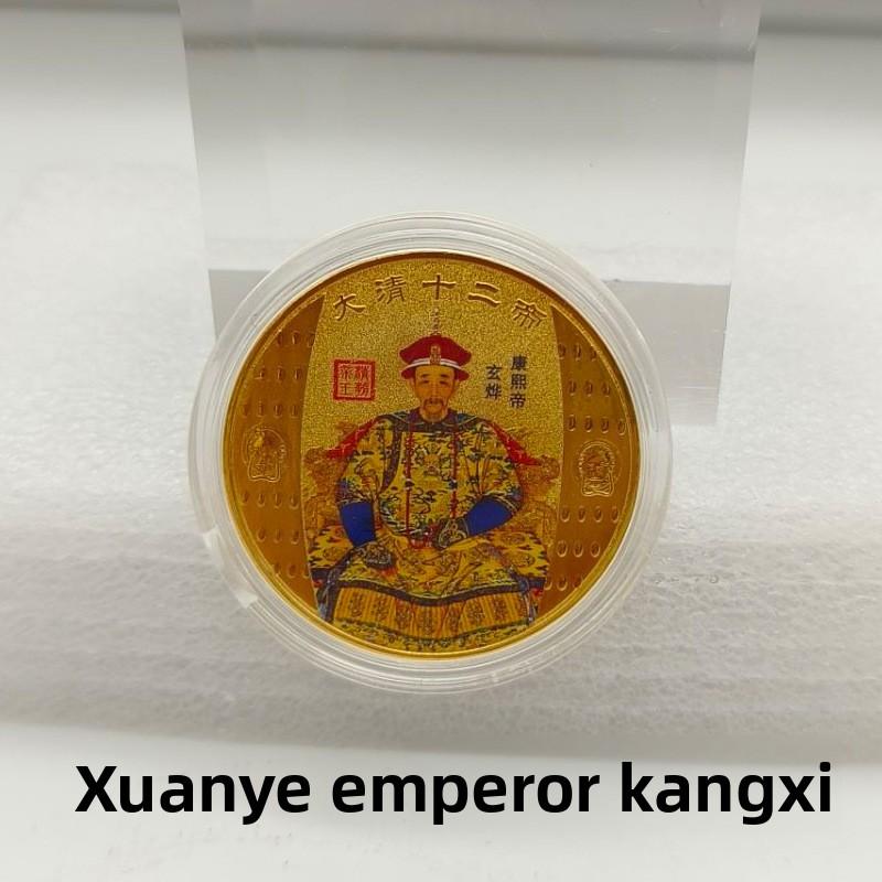 

Двенадцать императоров династии Цин, памятные медали, коллекционные сувениры, металлические изделия, Шуньчжи, Канси, Цяньлун, 12 золотых монет Тяньцзы 40*1.5mm