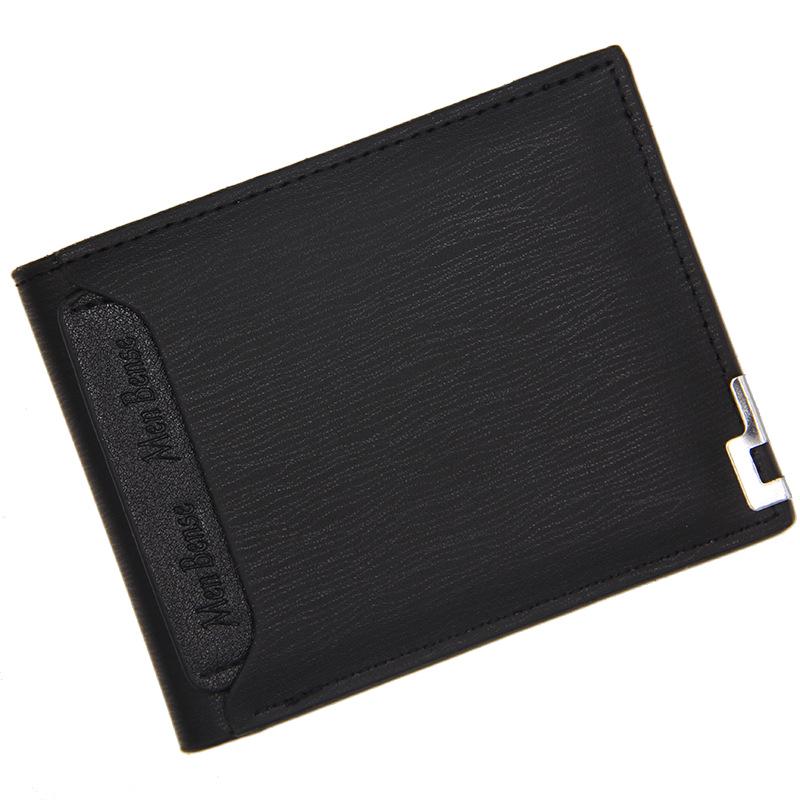 MenBense Men's Fashionable Short Leather Wallet with Iron Edge Card Holder