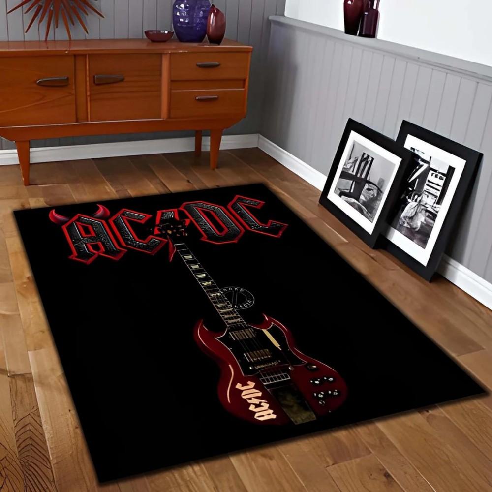 Musical Guitar Print Non-slip Area Rugs Vintage Distressed Washable Carpet for Living Room Bedroom Decor