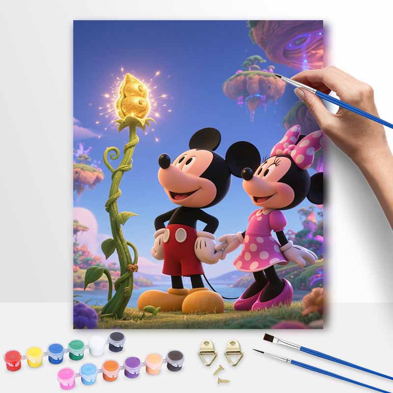 Disney Digital Oil Painting Art Painting Mickey and Minnie Fantasy Handmade Diy Home Decorations