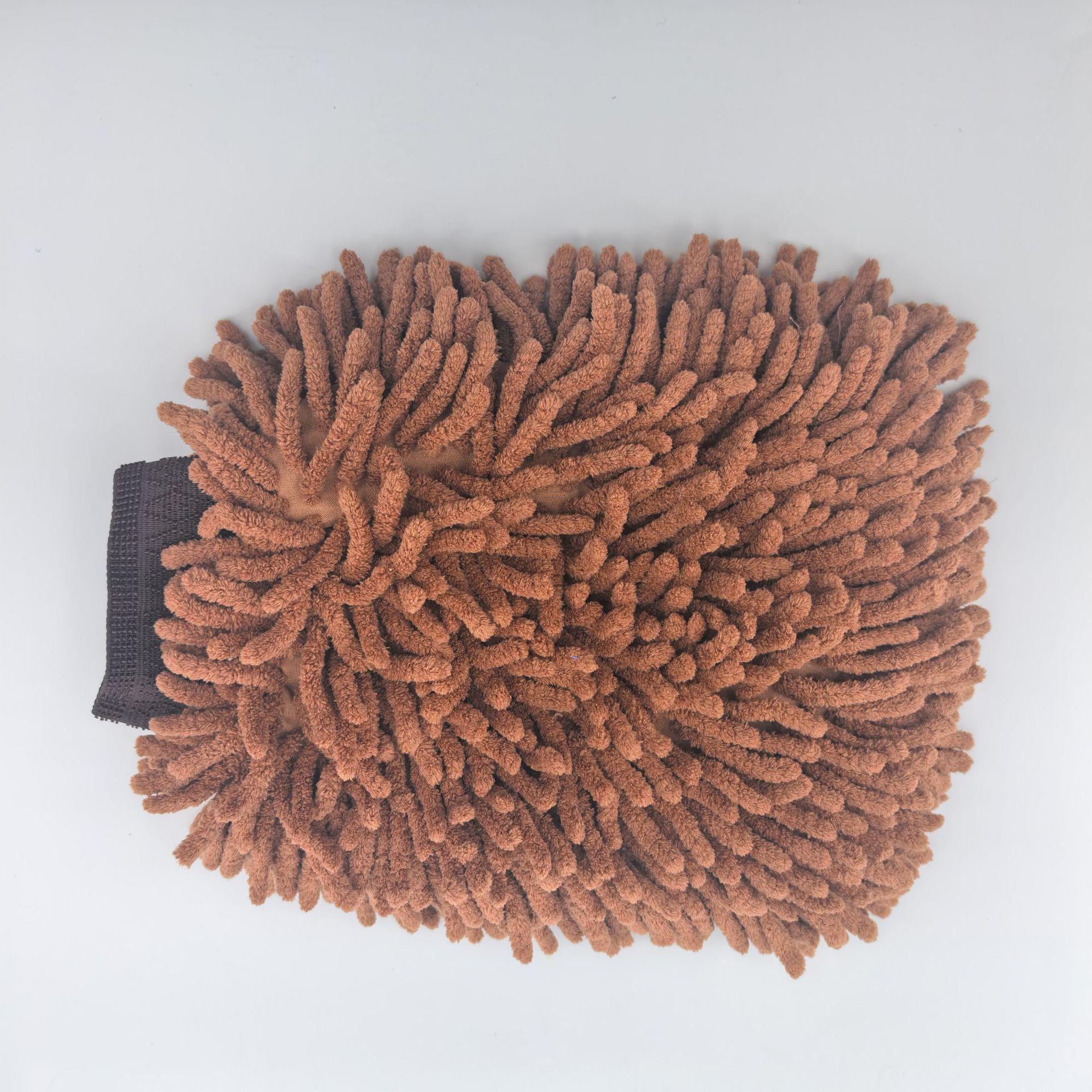 Двусторонняя варежка для мытья автомобиля из микрофибры - Коралловая перчатка для чистки 25x20 cm светло-коричневого