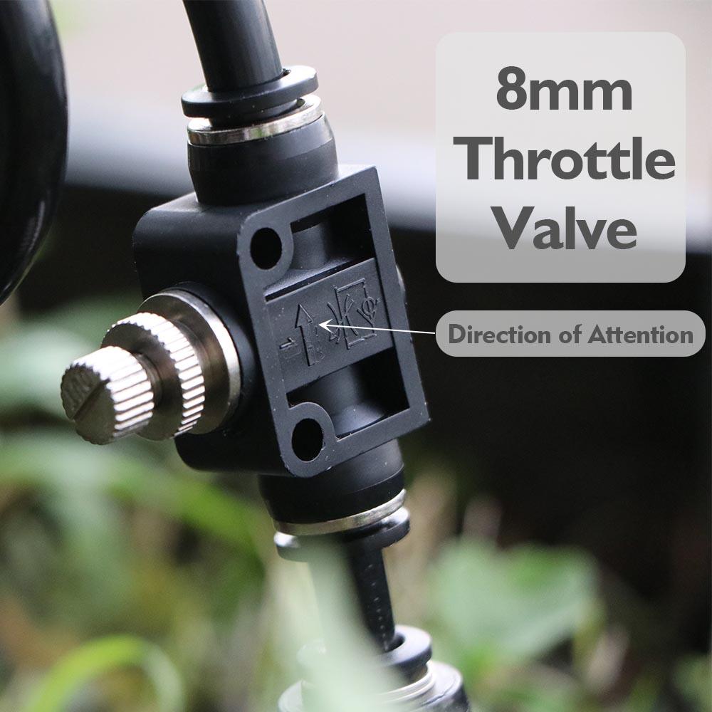 3/8" 360° Bend Misting Nozzles with Throttle Valve Control Flow Adjustable Atomizer Sprayer for 12mm PE Tubing Garden Irrigation