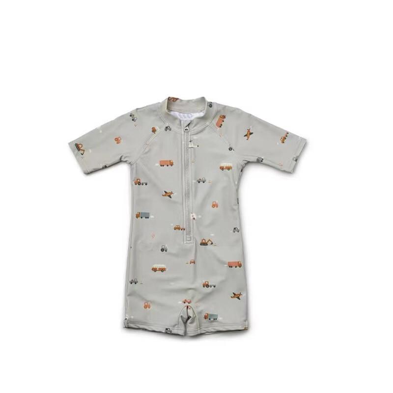 Junwen Kids  Short-Sleeve Shark Car One-Piece Swimsuit
