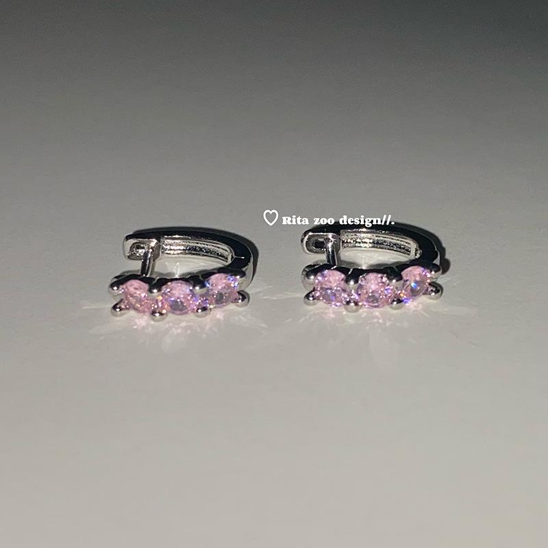 

Double Ear Piercing Hoop Earrings with Colored Zircon – Exquisite, Flashy, Niche Design