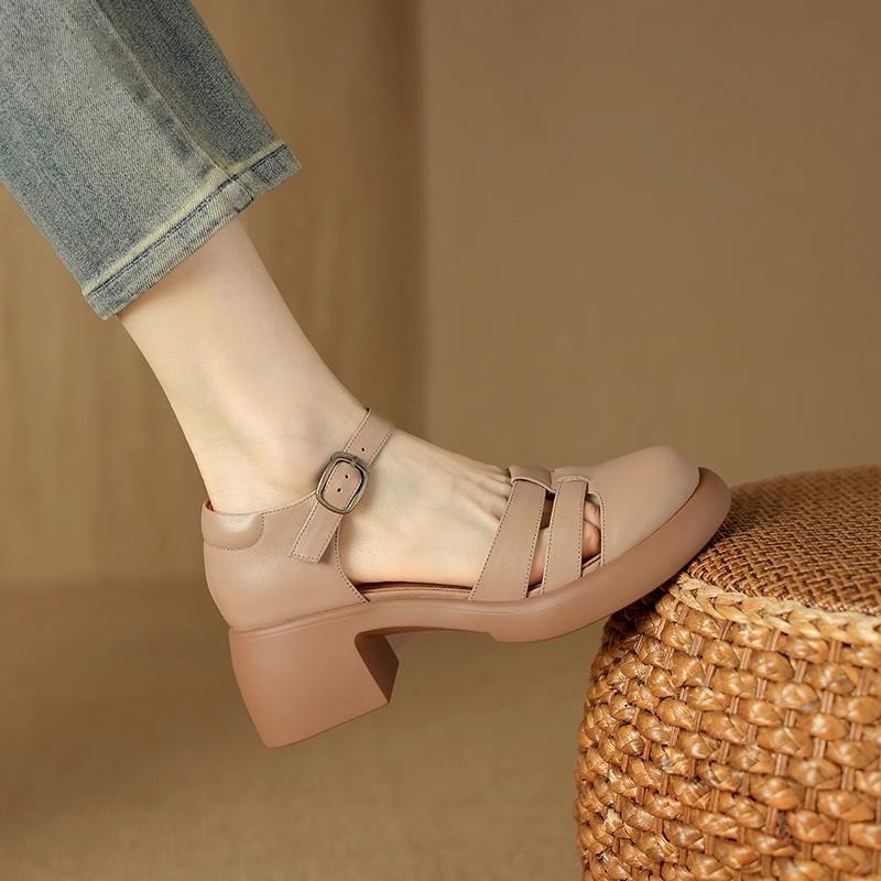 

Baotou sandals thick-soled women s new summer flat-soled hollow women s shoes with skirts and high-heeled sandals 40