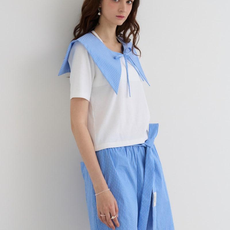 LE YIEL Ribbon Cape Collar_Light Blue