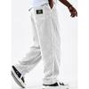 Wide-width Corduroy Patch Logo Pocket Casual Loose Straight-leg Pants for Men