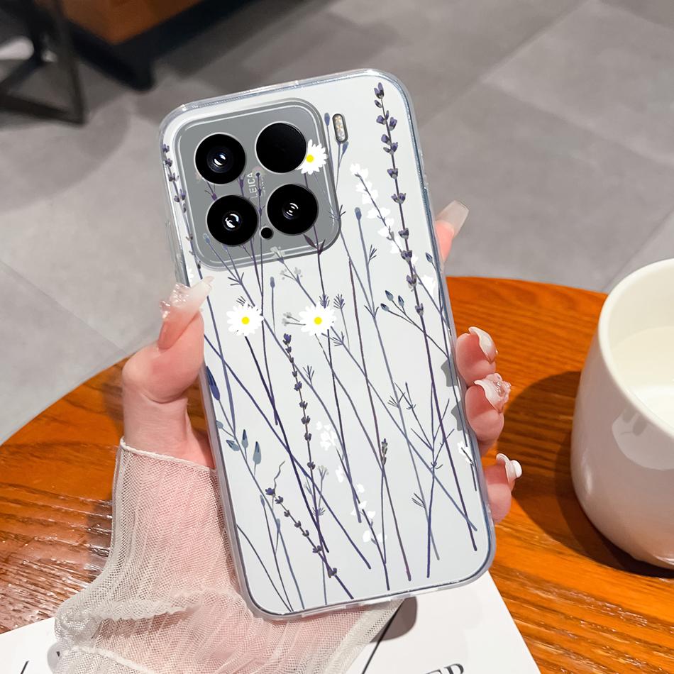 Leisure Flower Case For Xiaomi 15 Pro Clear Phone Bags Colourful Soft Back Cover For Xiaomi15 15Pro Silicone Anti Drop Housing