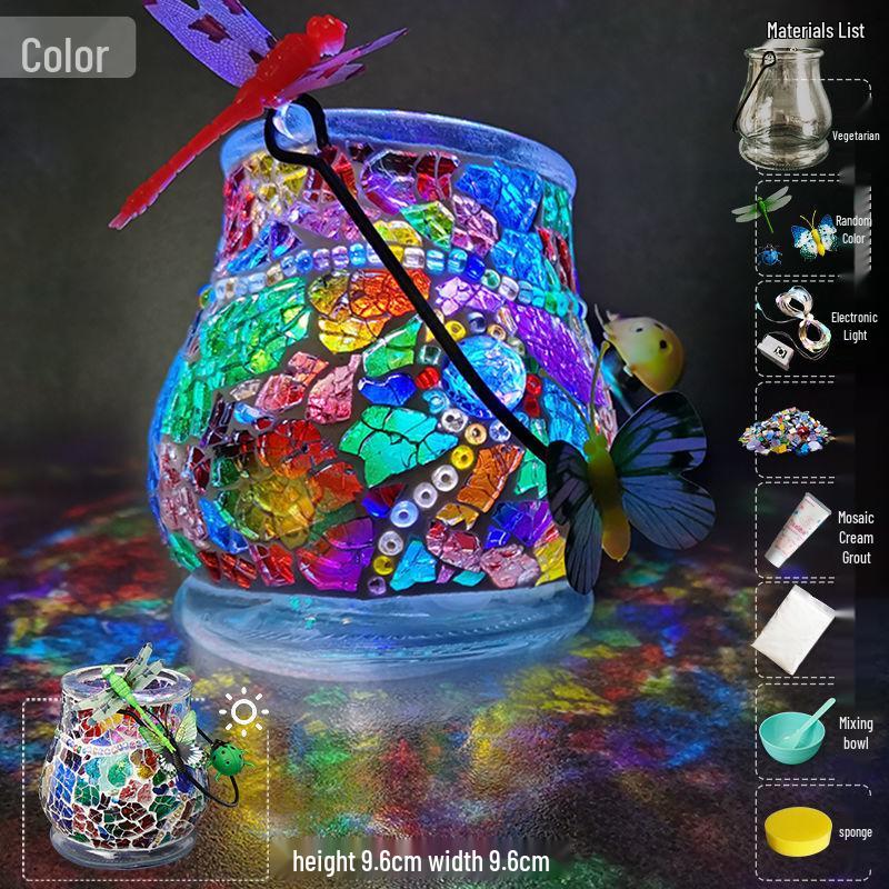 Glass Mosaic Candle Holder DIY Kit: Handmade Parent-Child Educational Toy for Children's Day