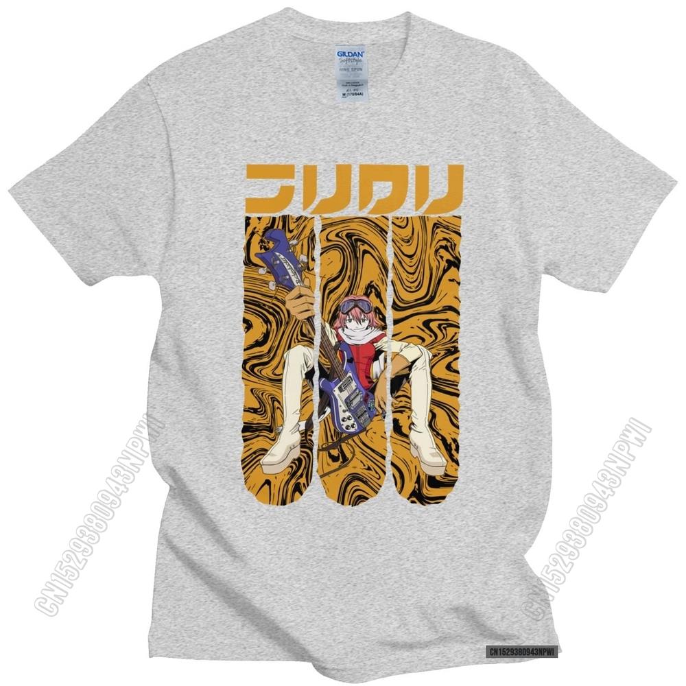 Unique FLCL Fooly Cooly Tshirt Men Fashion Casual Anime Manga Haruko Haruhana T Shirt Loose Fit Pure Cotton Tee Top