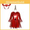 Halloween-Kostüm für Mädchen Roter Stier Dämon Cosplay-Outfit Weicher Polyesterstoff Geeignet für Bühnenauftritte von Kindern