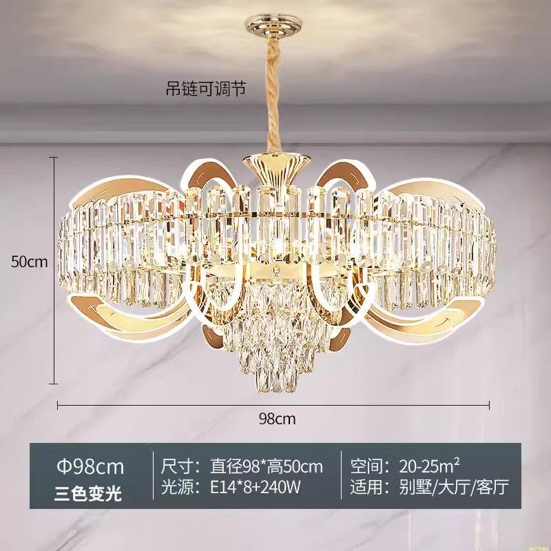 Light luxury Headlights Crystal Chandelier New High-End Villa Restaurant French Style Chandelier Hall Main Lighting Fixtures