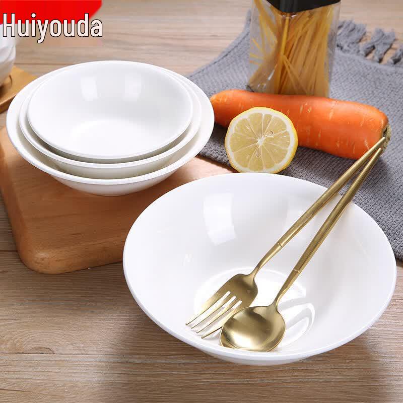 Microwave-Safe White Ceramic Serving Bowl