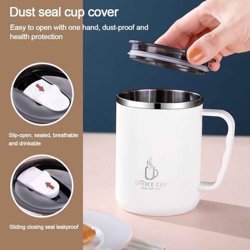 500ML Stainless Steel Mug With Lid Double Layer Coffee Milk Graduated Mouth Cup Creative Insulation Tea Mug Office Thermos Gifts