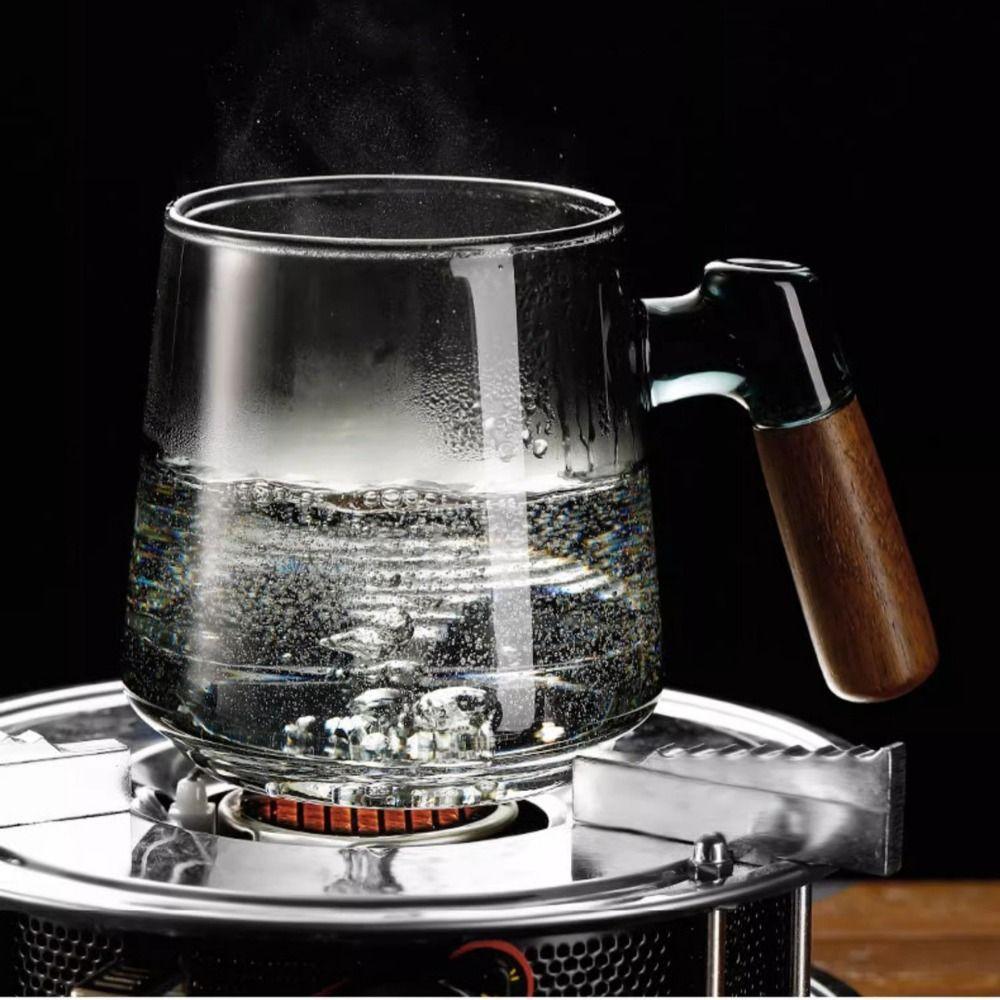 Wood Handle Tea Separation Mug High Borosilicate Glass Clear Teapot Tea Pitcher Afternoon Tea
