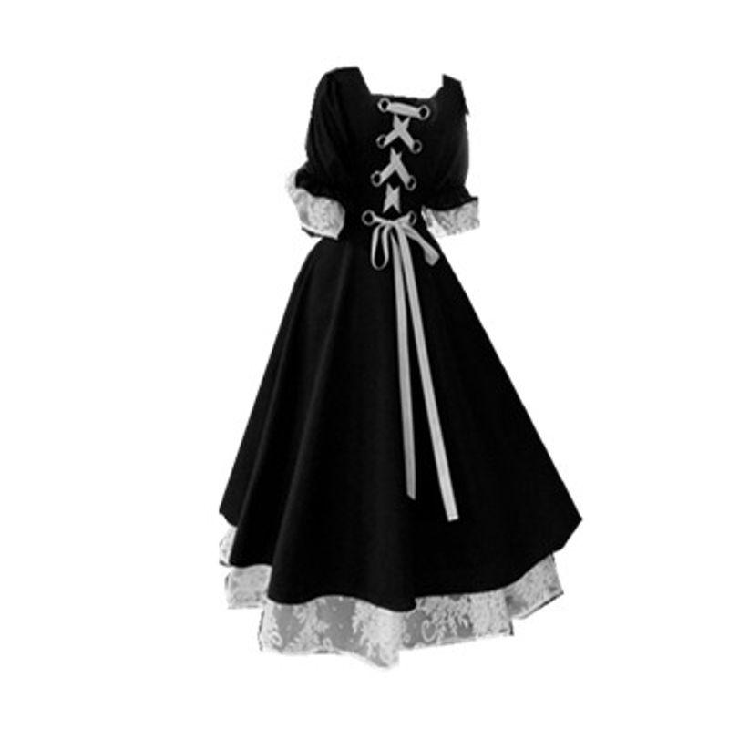 

Amazon Court Retro Dress Oversize Women s Clothing Black Long sleeves XL