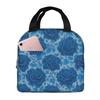 Vintage Blue Rose Pattern Insulated Lunch Bag for Women Kids Portable Food Boxes Thermal Lunch Box Tote