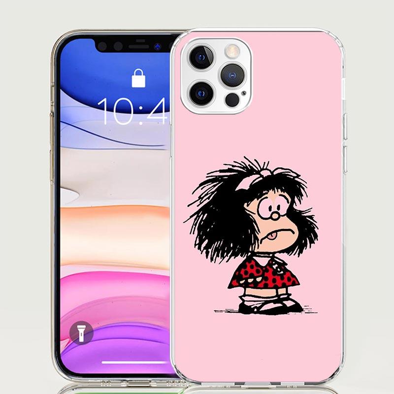 

Cartoon Cute Mafalda Phone Case for Apple iPhone 17 Air 16 15 Plus 14 + 13 Mini 12 11 Pro Max 7 8 SE 16Max Soft Shell Cover Coqu iPhone 14