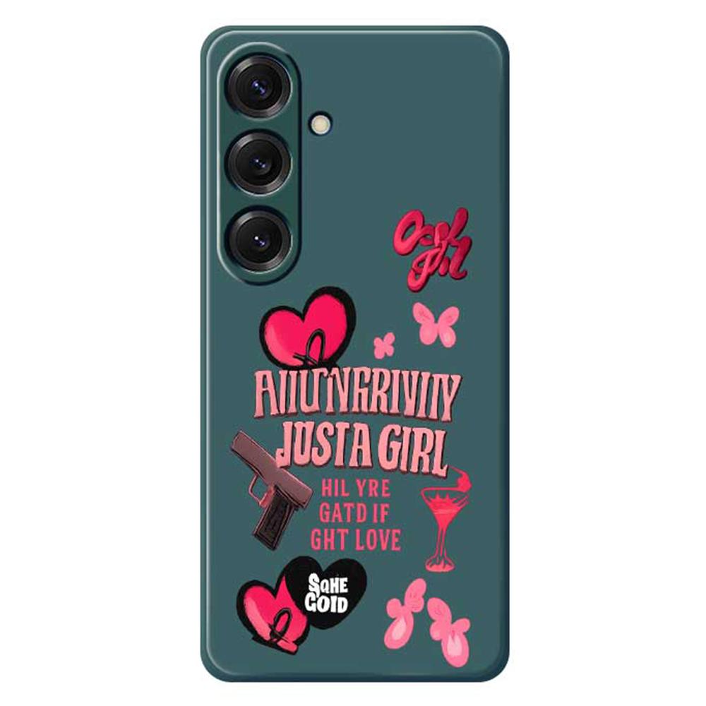 For Samsung Galaxy S25 Case Pink Elements Pattern Printing Straight Edge TPU Phone Back Cover