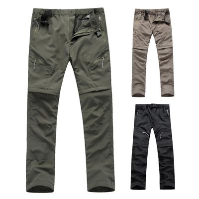Multi Pockets Solid Color Wear Resistant Adjustable Waistband Men Removable Trousers Cargo Pants for Camping