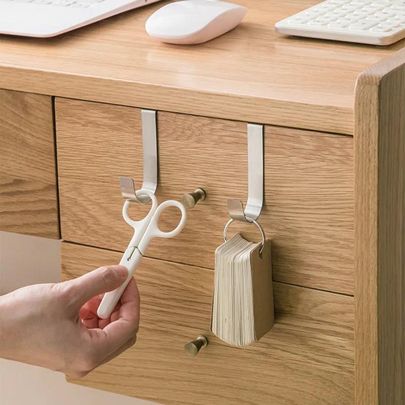 2/4/6pcs Multi-Purpose Hooks Kitchen Cabinet Door Back Hook Hanging Rack Clothes Coat Hat Towel Hanger Storage Hook Bathroom Accessories