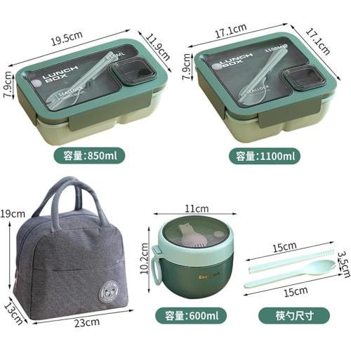 Single-Tier Bento Box for Men, 850ml/1100ml, Includes Chopsticks and Spoon, Microwave and Dishwasher Safe, Leak-Proof, Freezable, Lightweight, Handmad