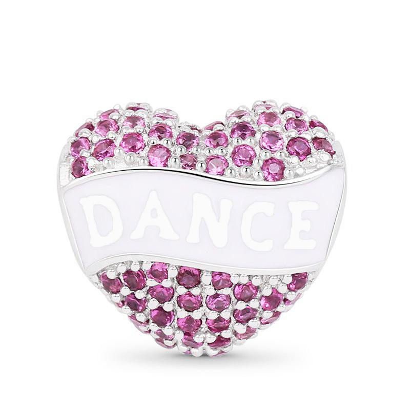 925 Silver-Plated Charms Jewelry Gift Sparkling Pink Air Balloon&Cherry Blossom Dangle Bead Fit Original Silver Bracelet