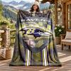 Baltimore Ravens Custom Name Flannel Blanket Personalized Soft Warm Plush Throw Blanket Customized Gift for Family Friends