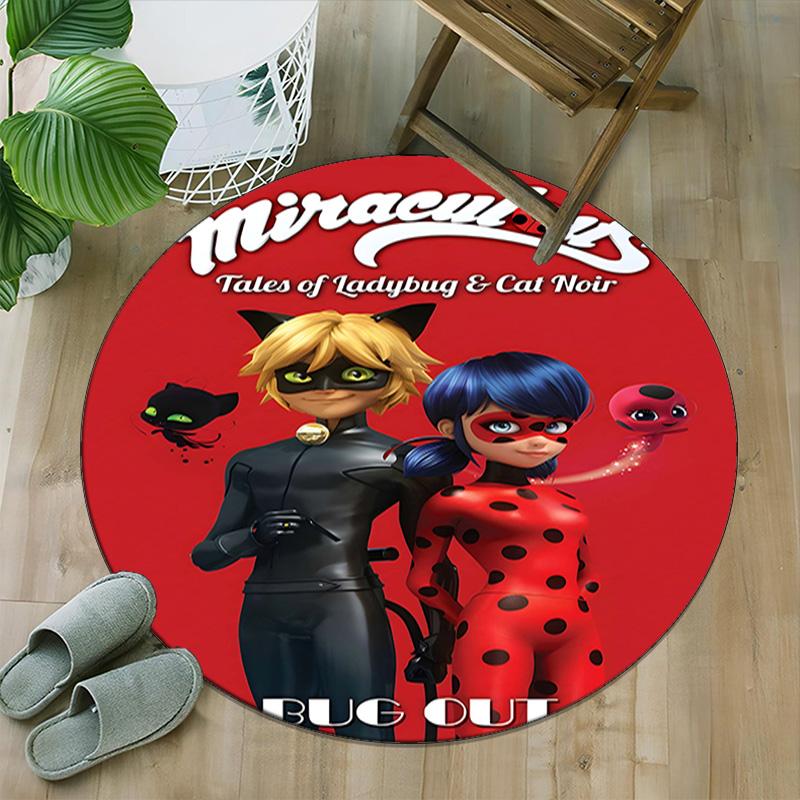 1pc Ladybug (2) Print Round Carpet Chair Round Carpet Suitable for Bedroom Living Room Home Decorative Carpet