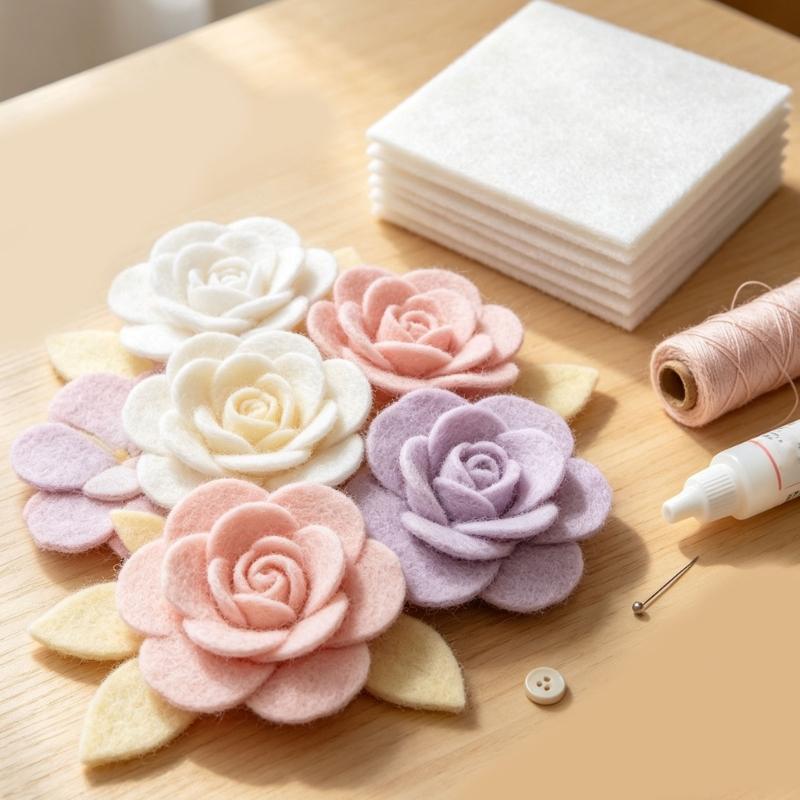 Soft Felt Fabric Sheets for Sewing and DIY Crafts, White 10 Piece 28.5X29CM Squares for Applique, Decorative Patching, and Handmade Projects