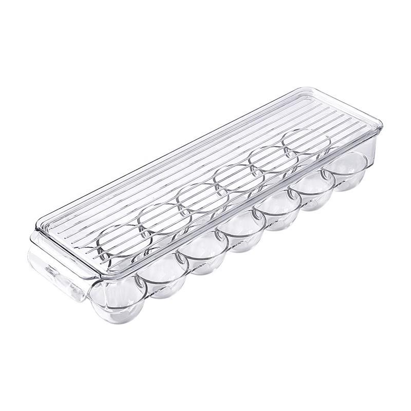 Kylskåpsäggförvaringslåda med lock, Förseglad genomskinlig bricka av livsmedelsgodkänt material för att hålla maten färsk.