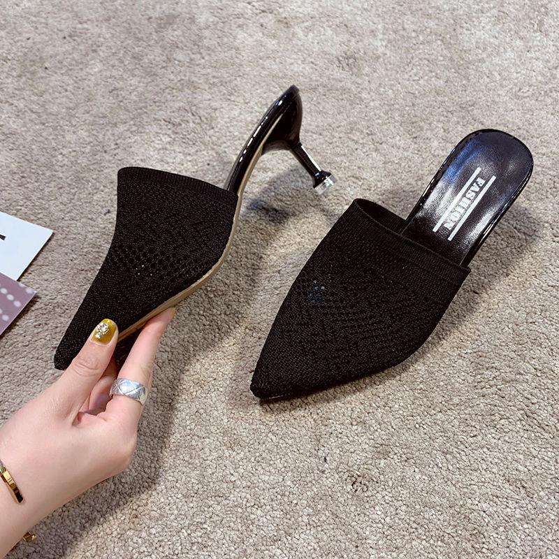 

Shoes for Women Pointed Toe Heeled Hollow Woman Mules Slippers New Style Summer Footwear Low Price High Quality Shoe Pvc Sandals 34