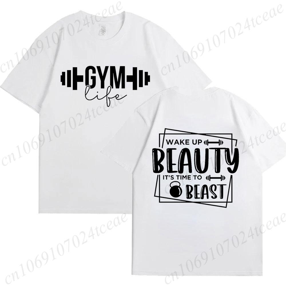Funny Gym Life T-Shirts for Women Workout Summer Short Sleeve Tees Motivational Positive Tees Cute Exercise Fitness Tops
