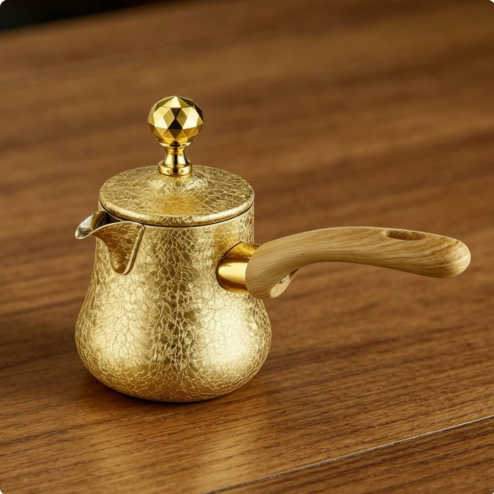 Cafetieră turcească Oțel inoxidabil Rezistent la rugină Distribuție uniformă a căldurii 550ML Gold Lid Style 1 brown