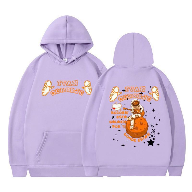 Unisex Hooded Sweatshirt With Astronaut Print Loose Fit Casual Sportswear Men Women Teens