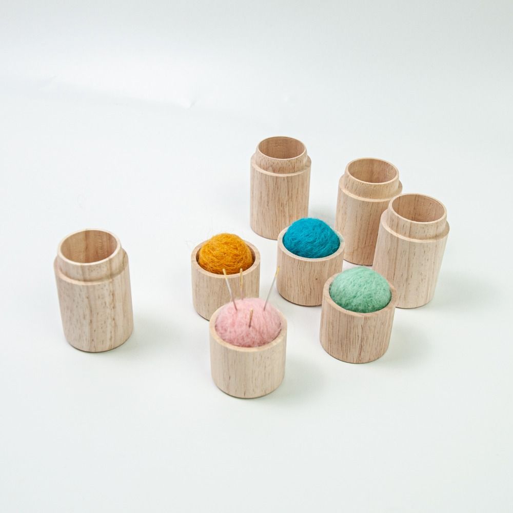 Woode Sewing Needle Cylinder Box Woode Needles Storage Holder Pin Cushion Household Embroidery Craft Sewing Tools