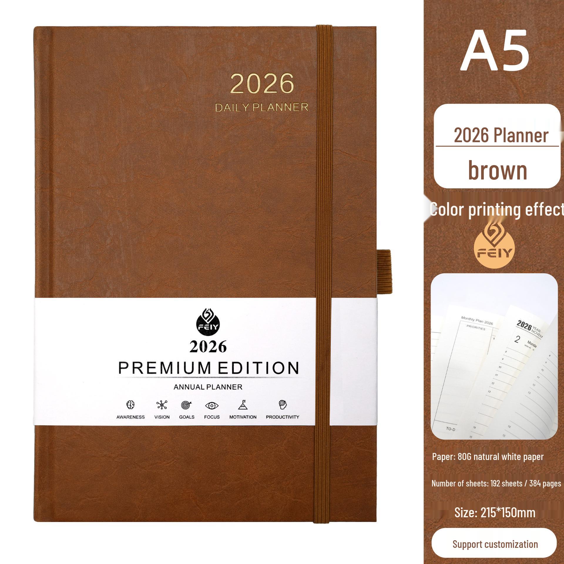 2027 A5 English Daily Planner: Customizable Logo, Efficient Calendar & Handbook Notebook A5